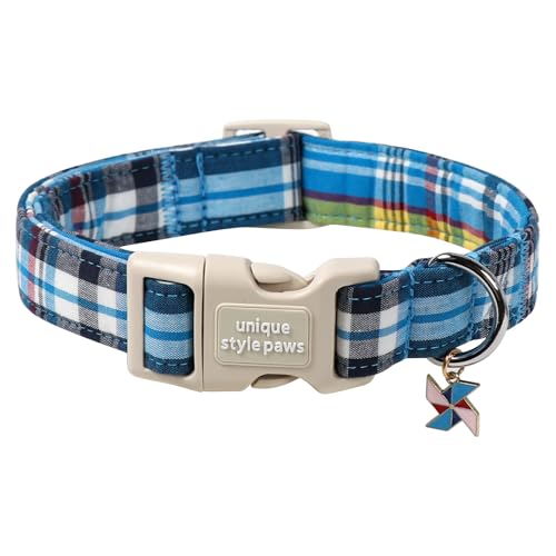 Unique Style Paws Hundehalsband, Kariertes Hundehalsband mit Schnellverschluss aus Kunststoffschnalle, Bequemes Halsband aus Baumwolle für Jungen und Mädchen Hunde Unique Style Paws Hundehalsband, Kariertes Hundehalsband mit Schnellverschluss aus Kunststoffschnalle, Bequemes Halsband aus Baumwolle für Jungen und Mädchen Hunde von Unique style paws