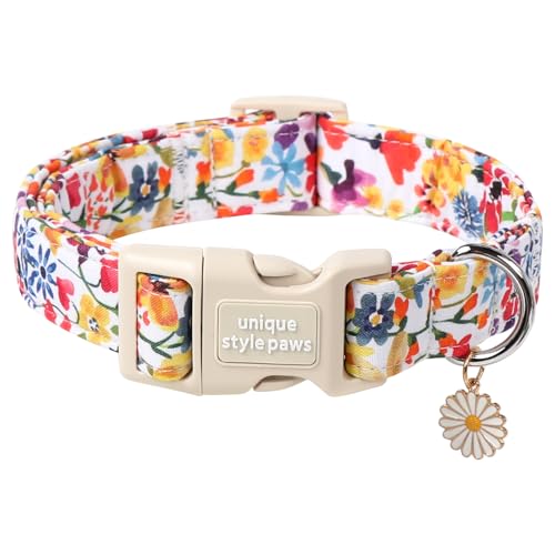 Unique style paws Dog Halsband mit Schnellverschluss aus Baumwolle Buntes Blumen-Halsband Geschenk Langlebig Niedlich Halsband für kleine, mittelgroße und große Rüden und Hündinnen Unique style paws Dog Halsband mit Schnellverschluss aus Baumwolle Buntes Blumen-Halsband Geschenk Langlebig Niedlich Halsband für kleine, mittelgroße und große Rüden und Hündinnen von Unique style paws
