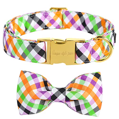 Unique style paws Halloween Hundehalsband, Kariertes Haustierhalsband Hundefliege Geschenk für Mädchen oder Jungen Hunde, verstellbares Hundehalsband für kleine mittelgroße Hunde-L Unique style paws Halloween Hundehalsband, Kariertes Haustierhalsband Hundefliege Geschenk für Mädchen oder Jungen Hunde, verstellbares Hundehalsband für kleine mittelgroße Hunde-L von Unique style paws