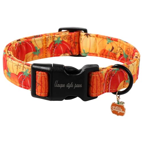 Unique style paws Halloween-Hundehalsband, Kürbis-Hundehalsband, Schnellverschluss, Baumwolle, Geschenk, langlebig, niedlich, Herbsthalsband für kleine, mittelgroße und große Jungen, Mädchen, Hunde Unique style paws Halloween-Hundehalsband, Kürbis-Hundehalsband, Schnellverschluss, Baumwolle, Geschenk, langlebig, niedlich, Herbsthalsband für kleine, mittelgroße und große Jungen, Mädchen, Hunde von Unique style paws