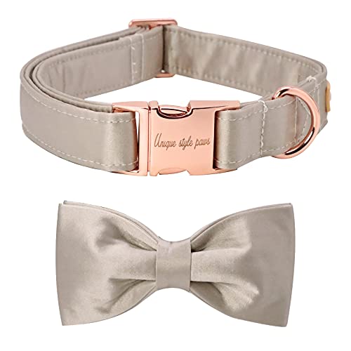 Unique style paws Hundehalsband, Hochzeit Seidenhundehalsband mit Schleife, weiche Fliege verstellbares Haustierhalsband Geschenk für weibliche oder männliche kleine Hunde von Unique style paws