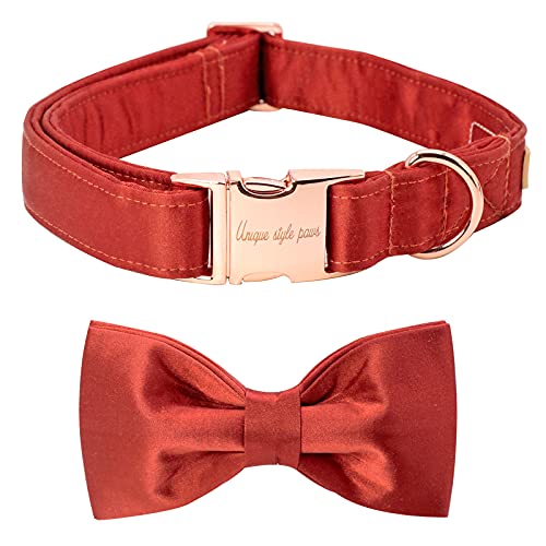 Unique style paws Hundehalsband, Weihnachtsseide Hundehalsband mit Schleife, weiche Fliege verstellbares Haustierhalsband Geschenk für weibliche oder männliche X-Small Dogs von Unique style paws