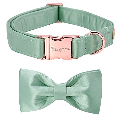 Unique style paws Hundehalsband, grüne Seidenhundehalsband mit Schleife, weiche Fliege verstellbares Haustierhalsband Geschenk für weibliche oder männliche X-Large Hunde von Unique style paws