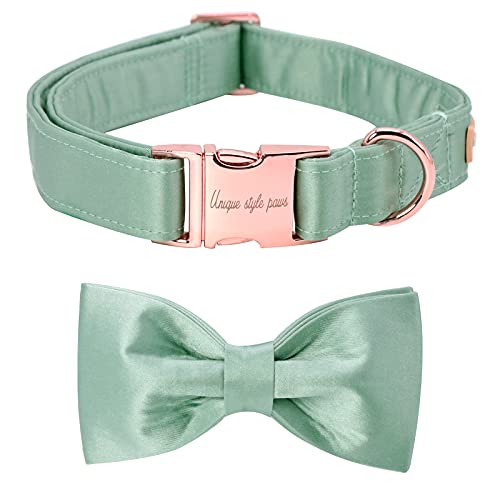 Unique style paws Hundehalsband, grüne Seidenhundehalsband mit Schleife, weiche Fliege verstellbares Haustierhalsband Geschenk für weibliche oder männliche große Hunde von Unique style paws