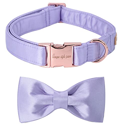 Unique style paws Hundehalsband, lila Seidenhundehalsband mit Schleife, weiche Fliege verstellbares Haustierhalsband Geschenk für weibliche X-Kleine Hunde von Unique style paws