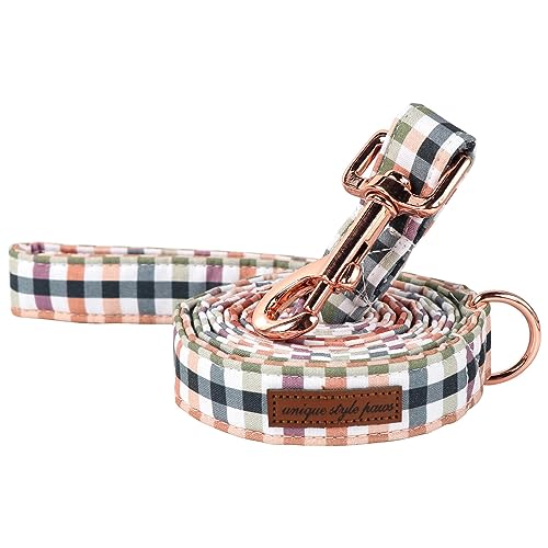 Unique style paws Plaid Hundeleine Match Plaid Hundehalsband, Robuste Strapazierfähige Baumwolle Hundeleine, Hundetraining Leine für Kleine Mittlere Große Hund von Unique style paws