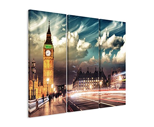 3 teiliges Bild Bilder gesamt 130x90cm Urbane Fotografie – Big Ben bei Sonnenaufgang, London, England von Unique