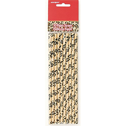 Gepardenmuster-Papier Strohhalme 8" mehrfarbig von Unique