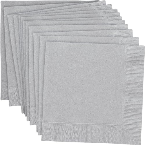 Papierservietten - 13 cm - Silber - Packung mit 20 Stück von Unique