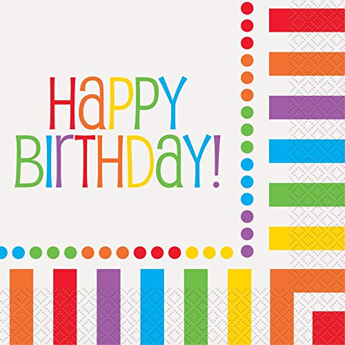 Papierservietten - 16,5 cm - "Happy Birthday"-Regenbogenparty - Packung mit 16 Stück Papierservietten - 16,5 cm - "Happy Birthday"-Regenbogenparty - Packung mit 16 Stück von Unique