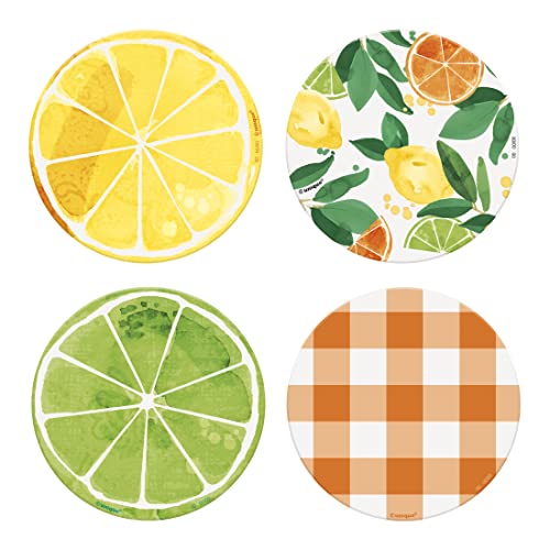 Unique 16468 Getränkeuntersetzer – Zitrusfrüchte Sommerparty – 8 (1 Stück), Mehrfarbig, Coasters von Unique