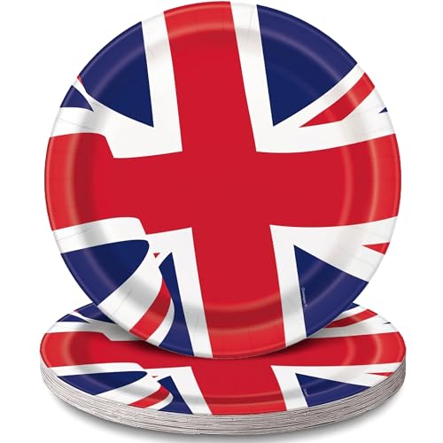 Unique 28795 Pappteller, 23 cm, Union Jack, Party, 8 Stück, mehrfarbig von Unique