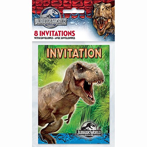 Unique Party 48334 - Jurassic World Partyeinladungen, 8 Stück von Unique