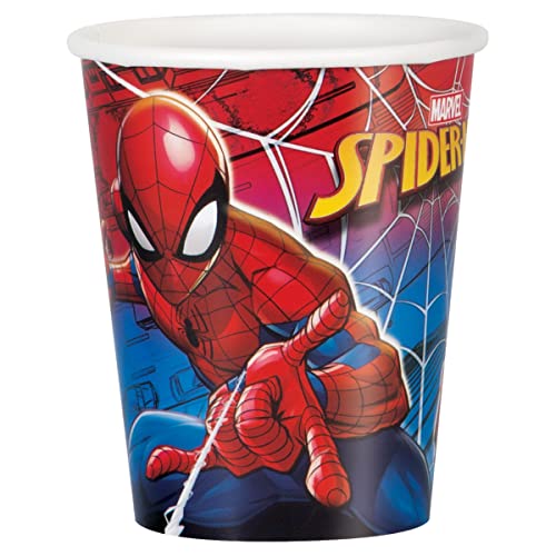 Unique Spider-Man Pappbecher, 266 ml, 8 Stück pro Packung von Unique