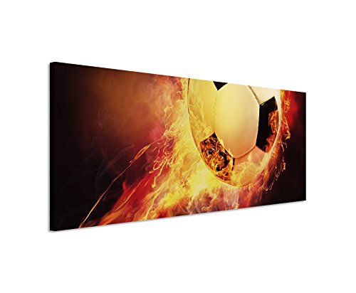 Wunderschönes Wandbild 150x50cm Kunstbilder – Feuriger Fußball von Unique