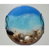 Handgemachte Elegante Epoxidharz Tablett | Geschenkideen Resin Dekotablett Schmucktablett Serviertablett Meer Dekor Tischdeko von UniqueArtByFelicia