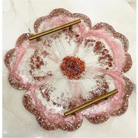 Handarbeit Großes Blumen Geode Tablett, Tablett Für Kaffeetisch, Vanity Frühstückstablett Jubiläum Geschenk Hochzeit von UniqueByMS