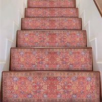 Modernes Muster Treppenteppich, Treppenstufen Teppich, Rutschfester Teppich Mit Rückseite, Maschinenwaschbarer Leicht Zu Reinigen, Treppenteppich von UniqueCarpetPlanet
