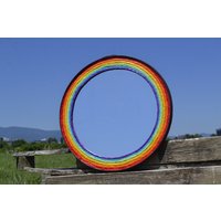 Großer Regenbogen Spiegel, 53 cm Durchmesser Spiegel, Dekorativer Wandspiegel, Regenbogen Möbel, Eisen Ring Wand Dekor, Neues Zuhause Geschenk von UniqueCatMirrors