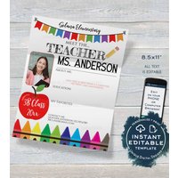 Lehrer Klassenzimmer Dekorationen, Bearbeitbar Back To School New Pack Buntstifte, Pta Tür Treffen Sie Ihre Druckbare Vorlage Instant Access Utcr von UniqueDigitalDesigns