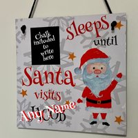 Personalisierte Weihnachts Countdown Bis Weihnachten Zeichen/Plakette | Einschlaftafel Mit Kreide 15 cm X cm. Zum Besuch Des Weihnachtsmanns von UniqueGiftwareByMe