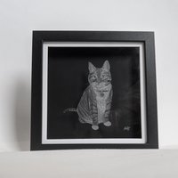 Handgravierter Katzenrahmen - Personalisiertes Haustier Geschenk Katzengeschenk Katze Kunst Glaskunst Katzenliebhaber Katzenglasgravur Ihre Katze von UniqueGlassEngraving