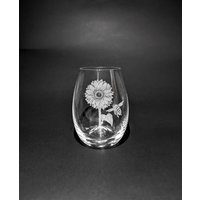 Sonnenblume Und Bienenglas - Graviertes Dartington Kristallglas Blumenglaskunst Blumengeschenk Kristallgravur Hochzeitsgeschenk von UniqueGlassEngraving