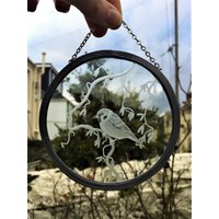 Vogel Gartendekoration - Spatz Gravur Sonnenfänger Gartenverzierung Garten Hängend Baum Glasvogel von UniqueGlassEngraving