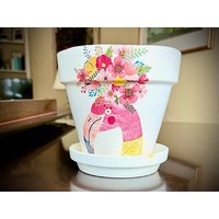 Dummer Flamingo Verzierter Blumentopf - Wunderliches Design, Rosa Flamingo, Blumendekor, Alberner Flamingo-Blumentopf, Und Blumen von UniqueHomeDecorBySue