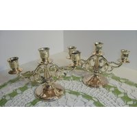 3 Licht Kerzenhalter, Versilbert, Japan/ Kerzenhalter Versilbert/ Signiert Japan/ Entzückende Versilberte Kerzenhalter-Sale von UniqueVintageandArt