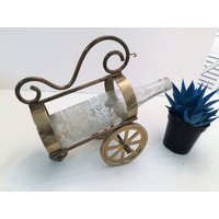 Vintage-Weinflaschenhalter Aus Massivem Messing Mit Rädern/8 "x 9" Vintage Retro Weinflaschenhalter 1960Er Jahre Messingweinflaschenhalter von UniqueVintageandArt