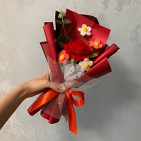 Gehäkelte Blumen, Rosenblumenornamente, Niedliches Ein Bündel Blumenjubiläumsstraußgeschenk Für Sie Blumenornamente von UniqueWeaveShop