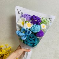 Gehäkelte Blumen, Süße Rose Tulip Daisy Blumenornamente, Stricken Ein Blumenstrauß Jubiläumsstrauß Geschenk Für Sie von UniqueWeaveShop