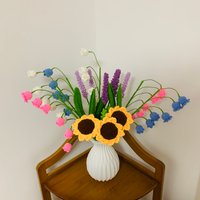 Häkelblumen, Lavendel Sonnenblume Maiglöckchen Blumen Ornamente, Ein Blumenstrauß Geschenk Für Sie von UniqueWeaveShop