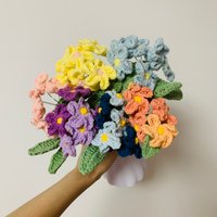 Häkelblumen, Vergissmeinnicht Blumenornamente, Ein Blumenstrauß Jubiläumsstrauß Geschenk Für Sie von UniqueWeaveShop