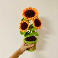 Hand Gehäkelt Süße Sonnenblume Topf Ornamente Amigurumi Einweihungsparty Artefakt Handwerk Wohnkultur Geschenke Für Sie von UniqueWeaveShop