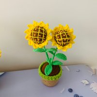 Hand Gehäkelte Sonnenblume Mit Samen Smiley Pflanze Topf Ornamente Artefakt Handwerk Wohnkultur Einweihungsparty Geschenk von UniqueWeaveShop