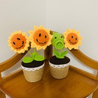 Hand Gehäkelte Sonnenblume Tournesol Erbsen Shooter Topfschmuck Smiley Blume Geschenk Amigurumi Artefakt Handwerk Wohnkultur von UniqueWeaveShop