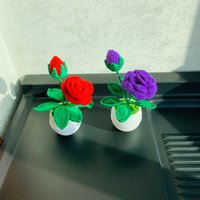 Handgemachte Gehäkelte Rose Blumentopf Blume Pflanze Dekoration Tischdekoration Amigurumi Geschenke Für Sie Blumenstrauß Freundin Geschenk von UniqueWeaveShop