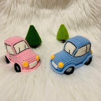 Niedliche Häkeln Käfer Auto Ornamente Mit Bäumen, Aimigurumi Wohnkultur, Statement Geschenk Tischdekor von UniqueWeaveShop