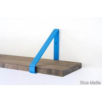 Metall Regalhalter - Blau Matt Stabile Stahlwinkel Bücherregal Halterung Dreiecks Regalwinkel von UniqueWoodArtwork