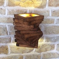 Wandleuchte Wandlampe Rustikale Holz Eiche Abstrakt Stilvolle Beleuchtung Akzent von Uniquelightingco
