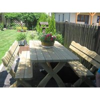 Gartenmöbel, Holzsitzgruppe, Tisch Mit 2 Banken . Farbe Naturholz Gartenmöbel, Holzsitzgruppe, Tisch Mit 2 Banken . Farbe Naturholz von Uniquemoebel