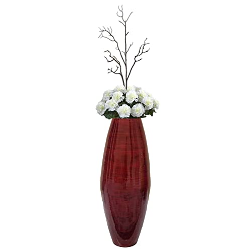 Uniquewise 41,9 cm Moderne Bambusvase für Esszimmer, Wohnzimmer, Eingangsdekoration, gefüllt mit getrockneten Zweigen oder Blumen, Rot von Uniquewise