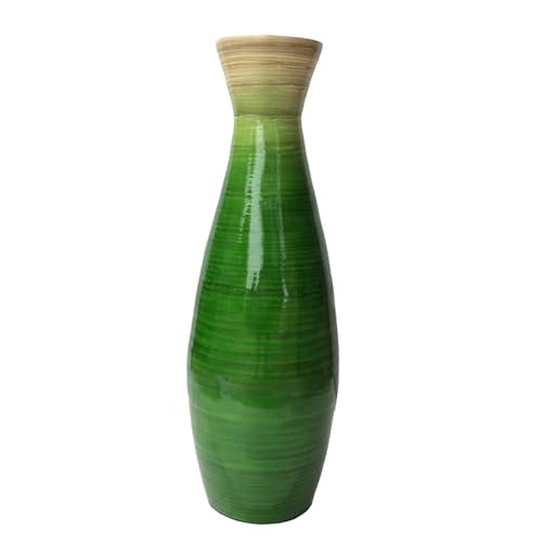 Uniquewise Klassische Bambus-Bodenvase, handgefertigt, für Esszimmer, Wohnzimmer, Eingangsbereich, zum Befüllen mit getrockneten Zweigen oder Blumen, 61 cm, glänzendes Grün von Uniquewise