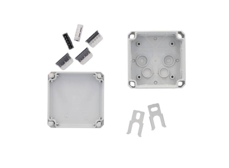Abzweigkasten Aufputz IP66 mit Klemmleiste 85x85x54mm grau von Unitec Elektro