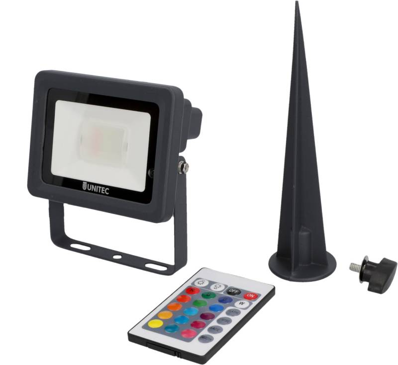 UniTec LED Arbeitstrahler Farbwechsel mit Erdspieß anthrazit 10 W von Unitec Elektro
