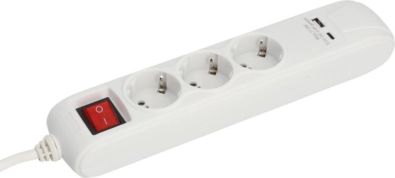 Unitec Steckdosenleiste 3-fach 1,4 m mit Berührungsschutz Schalter & 2 x USB 2-fach weiß von Unitec Elektro