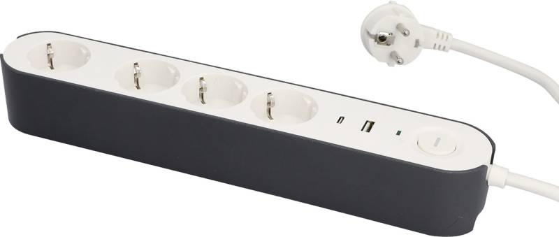 Unitec Steckdosenleiste Greenline 4-fach 1,8 m mit USB A/C Ladebuchse weiß anthrazit von Unitec Elektro