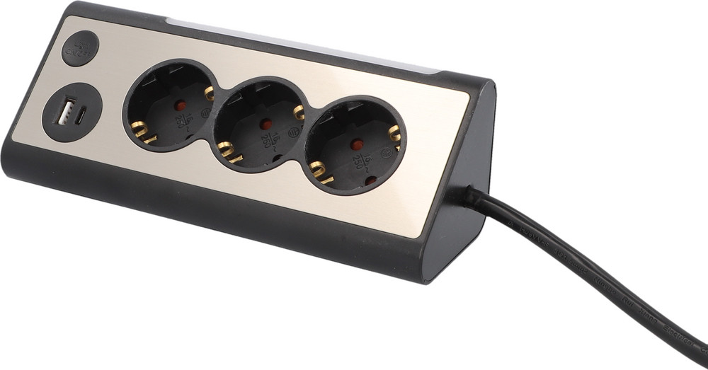 Unitec Tischsteckdose 3-fach mit Schalter 2x USB A+C Anschluss 1,4 m von Unitec Elektro